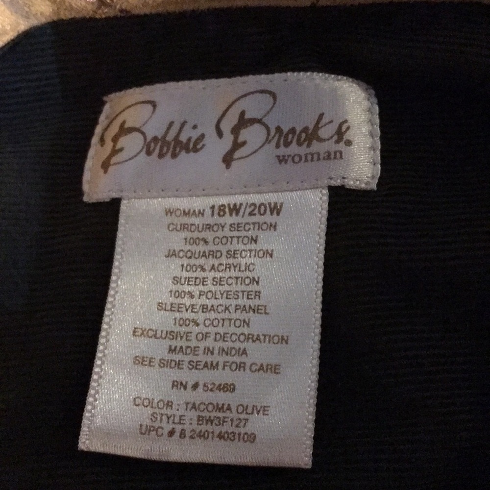 CORDUROY Long Sleeve Shirt Size 18W - Picture 3 of 4